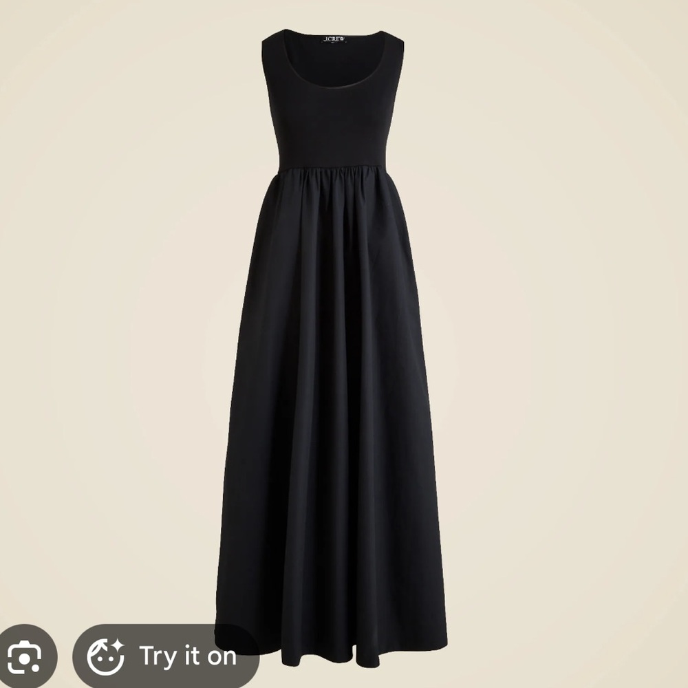 New J.Crew Black Sleeveless Maxi scoop neck Mixy Dress